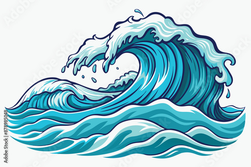 sea waves sketch vector illustration