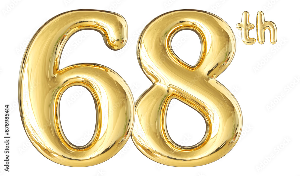 68th Anniversary Gold Number 3D 68th Anniversary Gold Number 3D