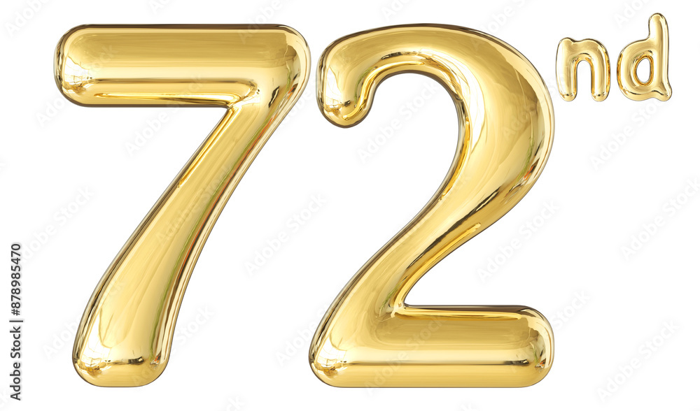 72nd Anniversary Gold Number 3D 72nd Anniversary Gold Number 3D