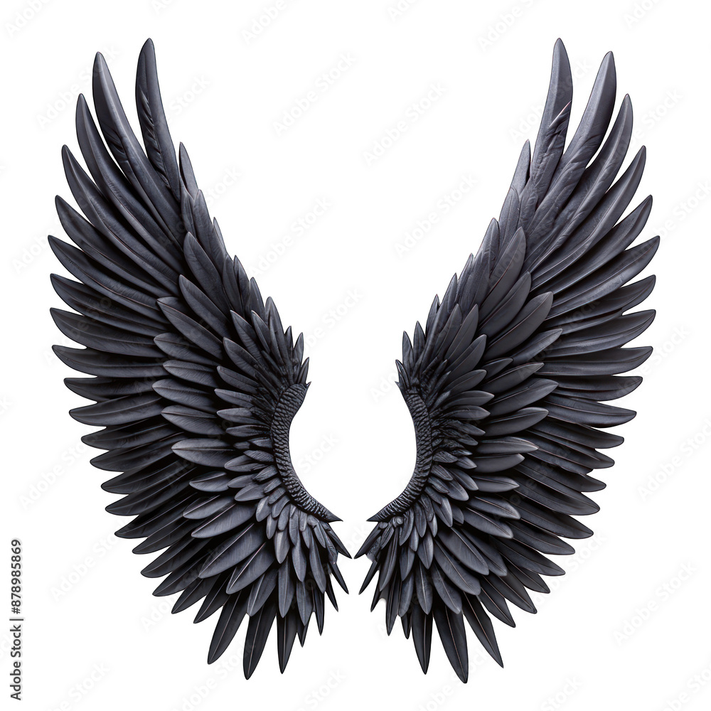 Obraz premium Black wings isolated on transparent background
