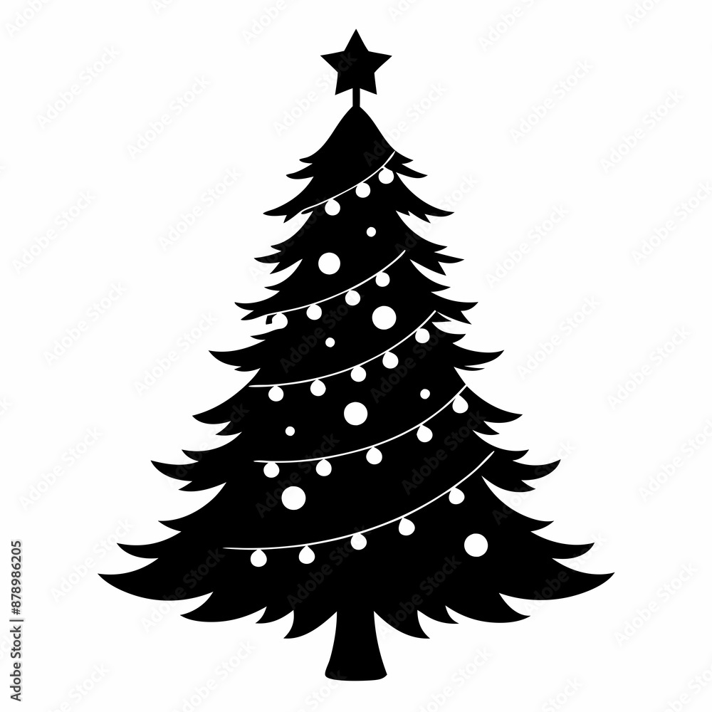Obraz premium tree, christmas,,Christmas tree black single vector 