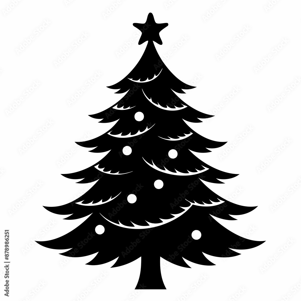 Obraz premium tree, christmas,,Christmas tree black single vector 