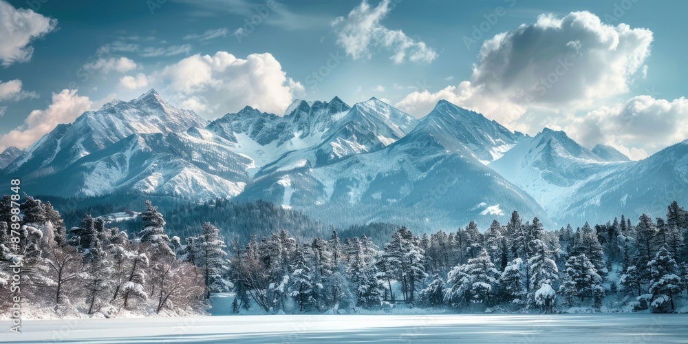 Φωτογραφία The snowy mountains against a clear blue sky embody the untouched beauty of wint