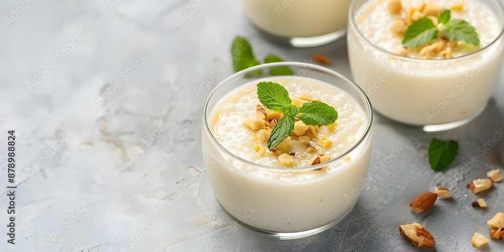 Delectable Ramadan Dessert Vermicelli Milk Pudding with Nuts and Dried Fruits. Concept Ramadan Dessert, Vermicelli Milk Pudding, Nuts, Dried Fruits, Delectable Delectable Ramadan Dessert Vermicelli Milk Pudding with Nuts and Dried Fruits. Concept Ramadan Dessert, Vermicelli Milk Pudding, Nuts, Dried Fruits, Delectable