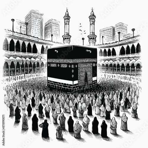 kaaba sketch illustration
