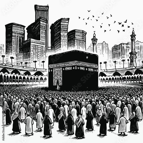 kaaba sketch illustration