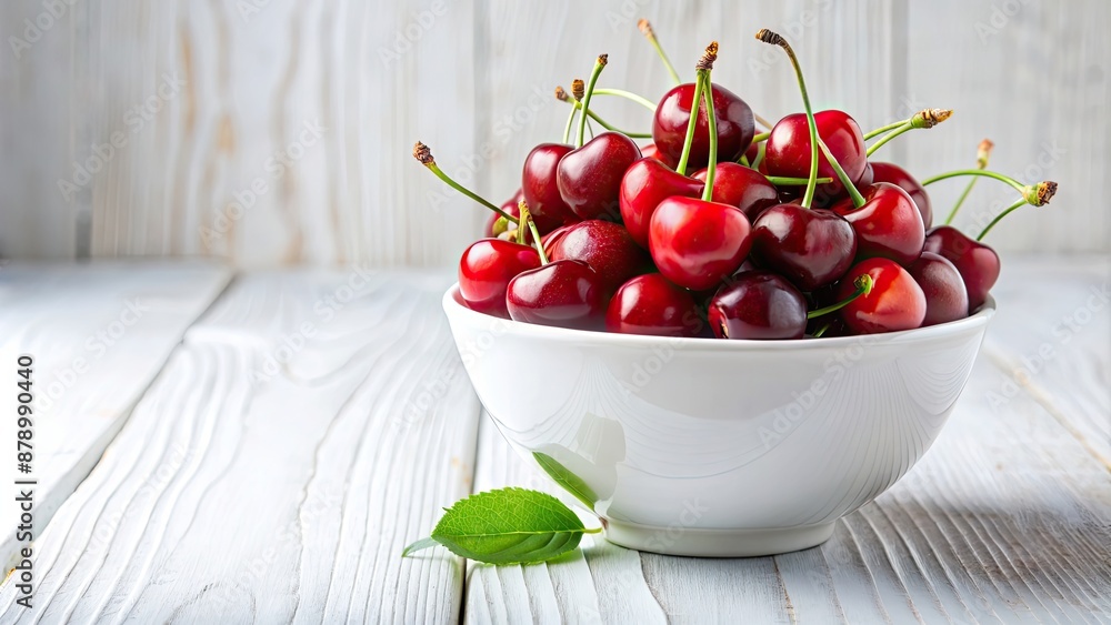 Fresh ripe cherries in a white bowl , cherries, fruit, food, isolated, berry, red, sweet, ripe, fresh, healthy, organic Fresh ripe cherries in a white bowl , cherries, fruit, food, isolated, berry, red, sweet, ripe, fresh, healthy, organic