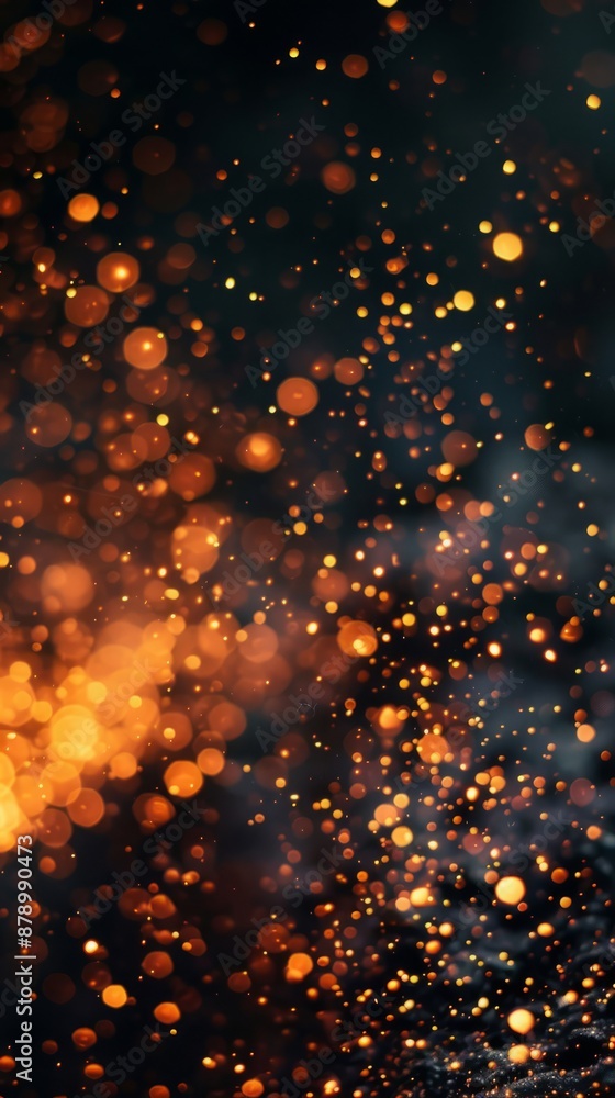 Obraz premium Fire embers particles over black background. Fire sparks background. Abstract dark glitter fire particles lights