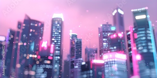 Wallpaper Mural Surreal 3D Rendering of a Cyberpunk Night Cityscape with Neon Lights and Skyscrapers. Concept Night Cityscape, 3D Rendering, Cyberpunk, Neon Lights, Skyscrapers Torontodigital.ca