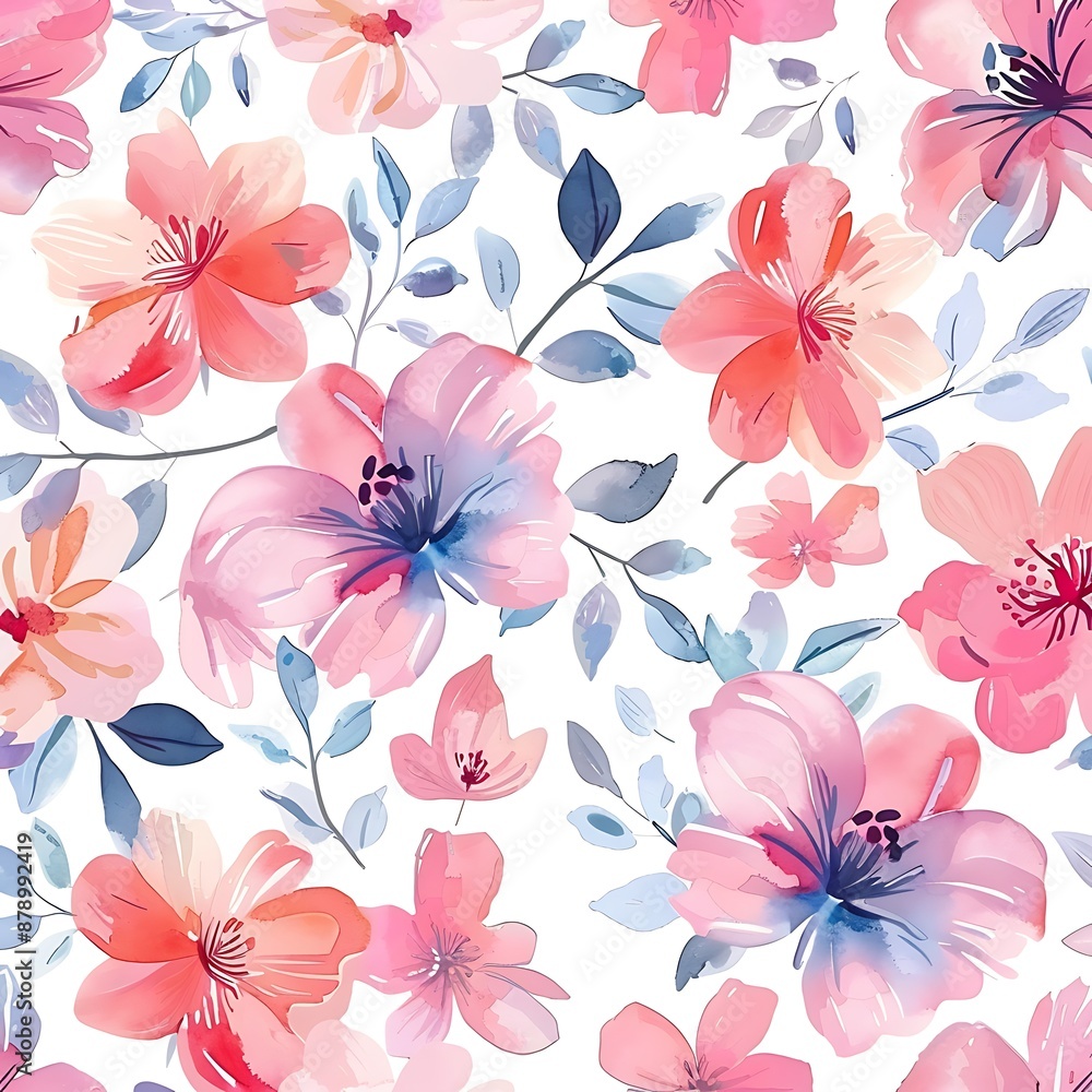custom made wallpaper toronto digitalSweet flower watercolor seamless pattern.soft pastel colors water color seamless pattern. Generative Ai