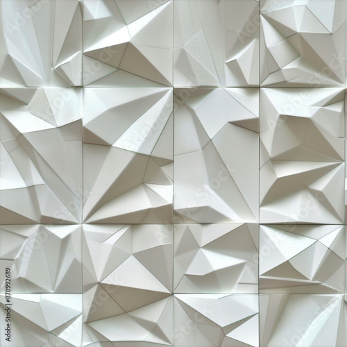 Seamles Tile Pattern: White Wall Abstract Geometric Pattern - High-Resolution Origami Paper with Intricate Details and Illusion of Depth