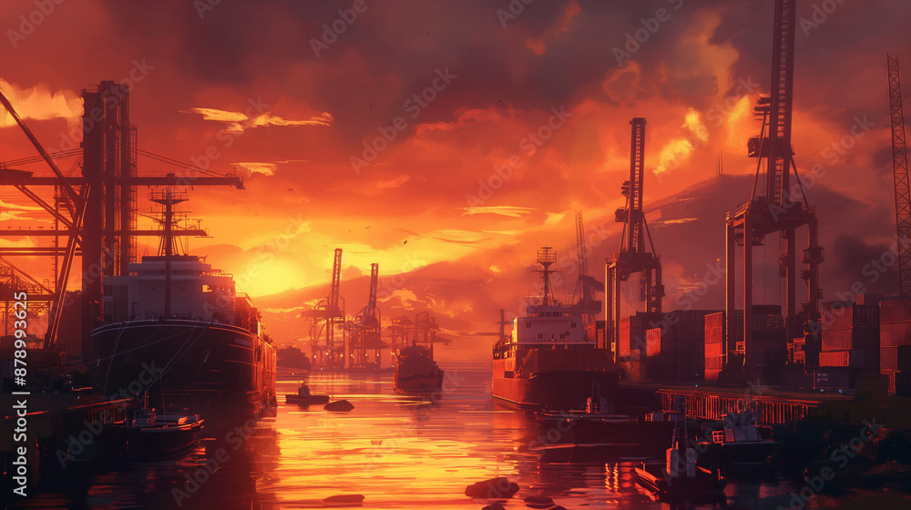 Busy harbors and ships and AI generated images Busy harbors and ships and AI generated images