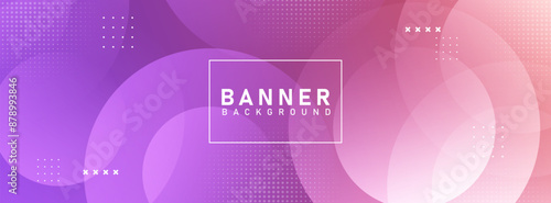 Banner background. Colorful. Purple and pink soft gradations. Circle effect stle. Halftone. Colordul. Memphis. Eps 10 photo