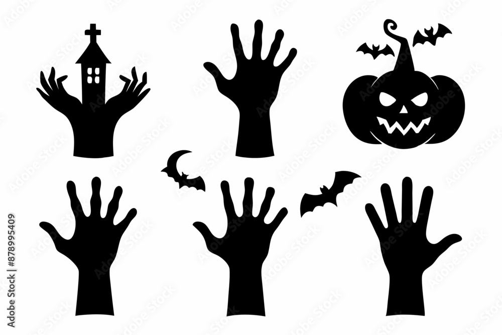 Set of Zombie hands black silhouette. Spooky zombie hands silhouette vector collection of Halloween, Zombie hands silhouette
Set of Zombie hands black silhouette. Spooky zombie hands silhouette vector collection of Halloween, Zombie hands silhouette