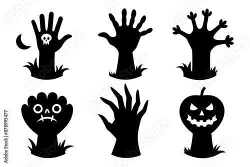 
Set of Zombie hands black silhouette. Spooky zombie hands silhouette vector collection of Halloween, Zombie hands silhouette
