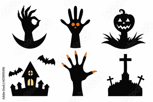 
Set of Zombie hands black silhouette. Spooky zombie hands silhouette vector collection of Halloween, Zombie hands silhouette
