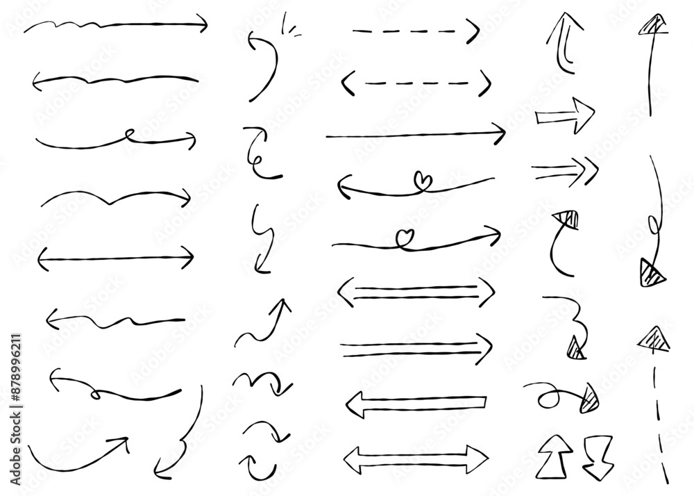 手書きの矢印セット、ベクター 手書きの矢印セット、ベクター