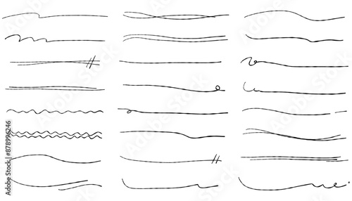 手書きの線素材セット　飾り罫　フリーハンド	