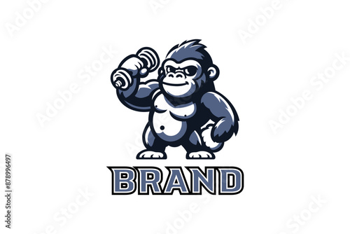 Baby Gorilla Gym Logo - Vector Illustration