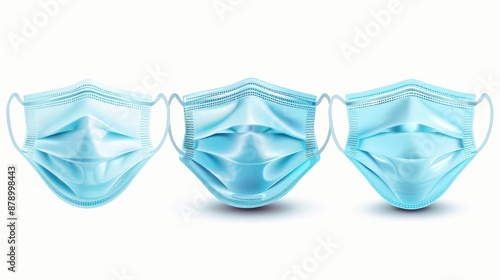Medical face masks for COVID 19 prevention on a white background