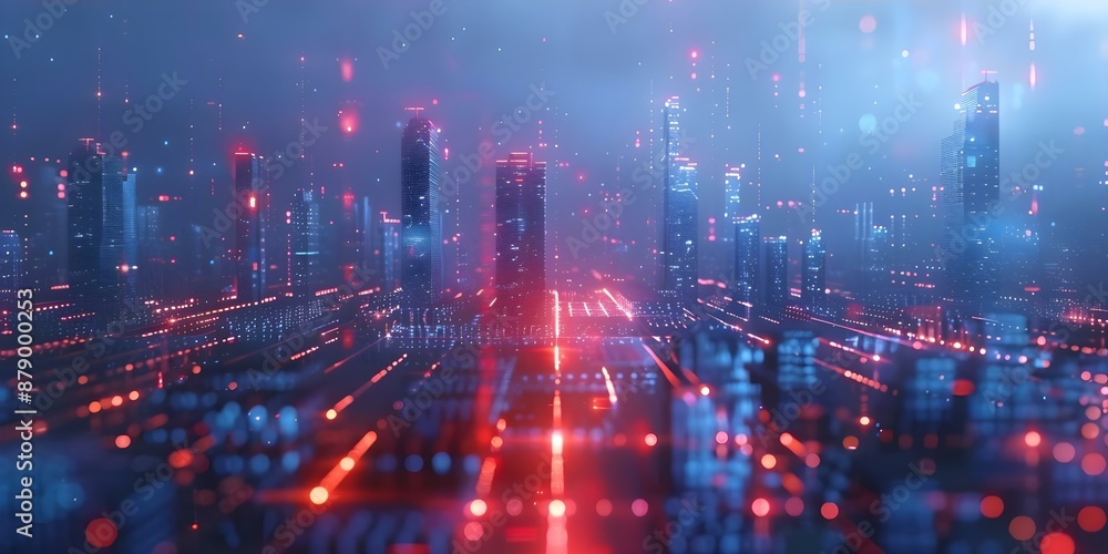 Blue and red futuristic cityscape pattern for web design background. Concept Futuristic Cityscape, Blue and Red Color Scheme, Web Design Background Blue and red futuristic cityscape pattern for web design background. Concept Futuristic Cityscape, Blue and Red Color Scheme, Web Design Background