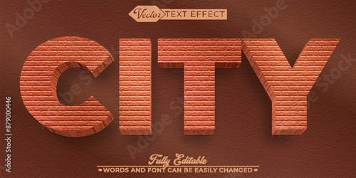 Brick Wall City Vector Editable Text Effect Template