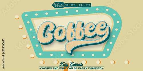 Cream Retro Coffee Shop Sign Vector Editable Text Effect Template