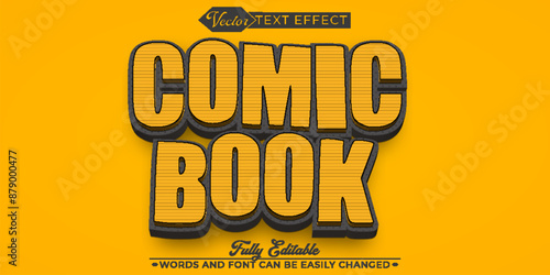 Cartoon Orange Comic Book Vector Editable Text Effect Template