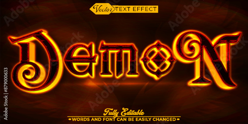 Horror Demon Hell Red and Orange Vector Editable Text Effect Template