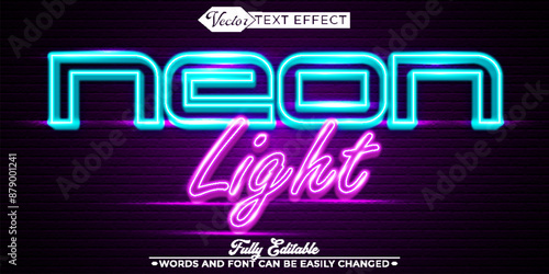 Neon Lights Club Vector Editable Text Effect Template