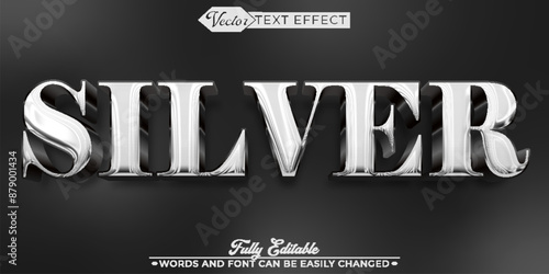 Metallic Silver Vector Editable Text Effect Template