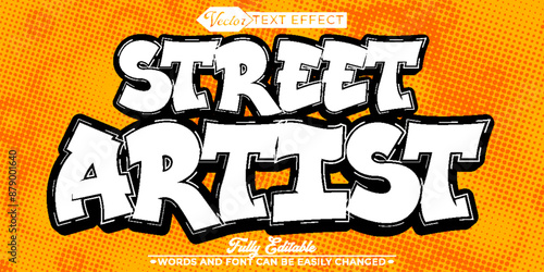Orange White Graffiti Street Artist Vector Editable Text Effect Template