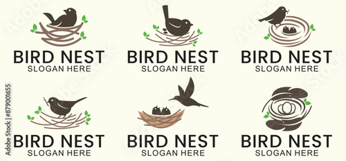 set bird's nest logo with a simple, simple and premium style. perfect for any brand and company