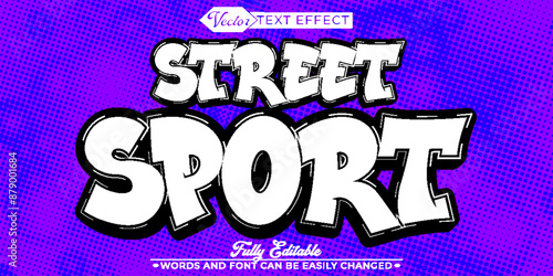 Purple Graffiti White Street Sport Vector Editable Text Effect Template