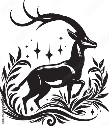 Gazelle design silhouette vector art work EPS file, free Download