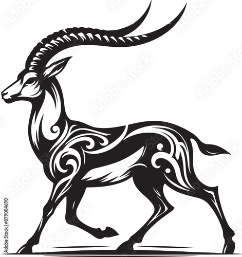 Wallpaper Mural Gazelle design silhouette vector art work EPS file, free Download Torontodigital.ca