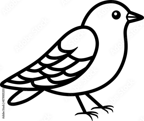 A small bird drawn with black lines