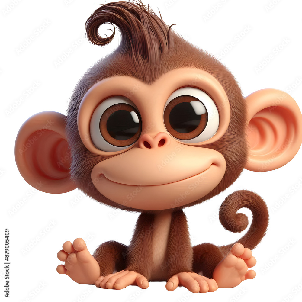 Fototapeta premium a funny looking monkey, 3d rendering, isolated on transparent background
