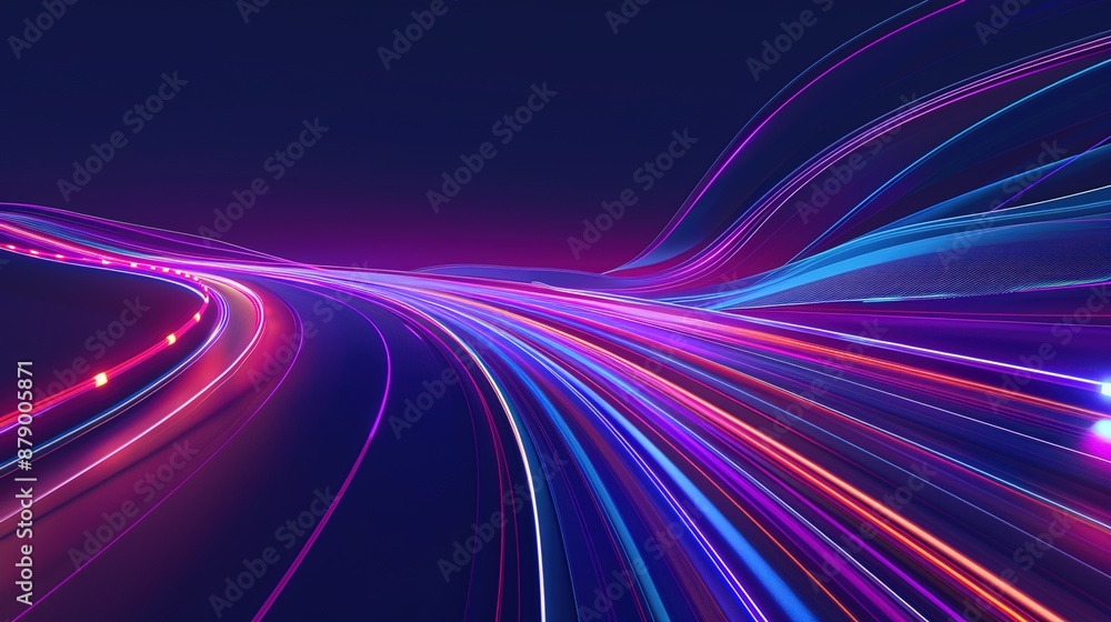Rapidly darting lights and vivid stripes against a dark backdrop, showcasing a futuristic technological landscape filled with vibrant hues. Rapidly darting lights and vivid stripes against a dark backdrop, showcasing a futuristic technological landscape filled with vibrant hues.