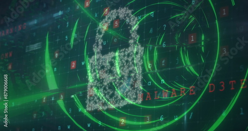 Wallpaper Mural Security padlock icon and cyber security data processing against glowing tunnel in seamless pattern Torontodigital.ca