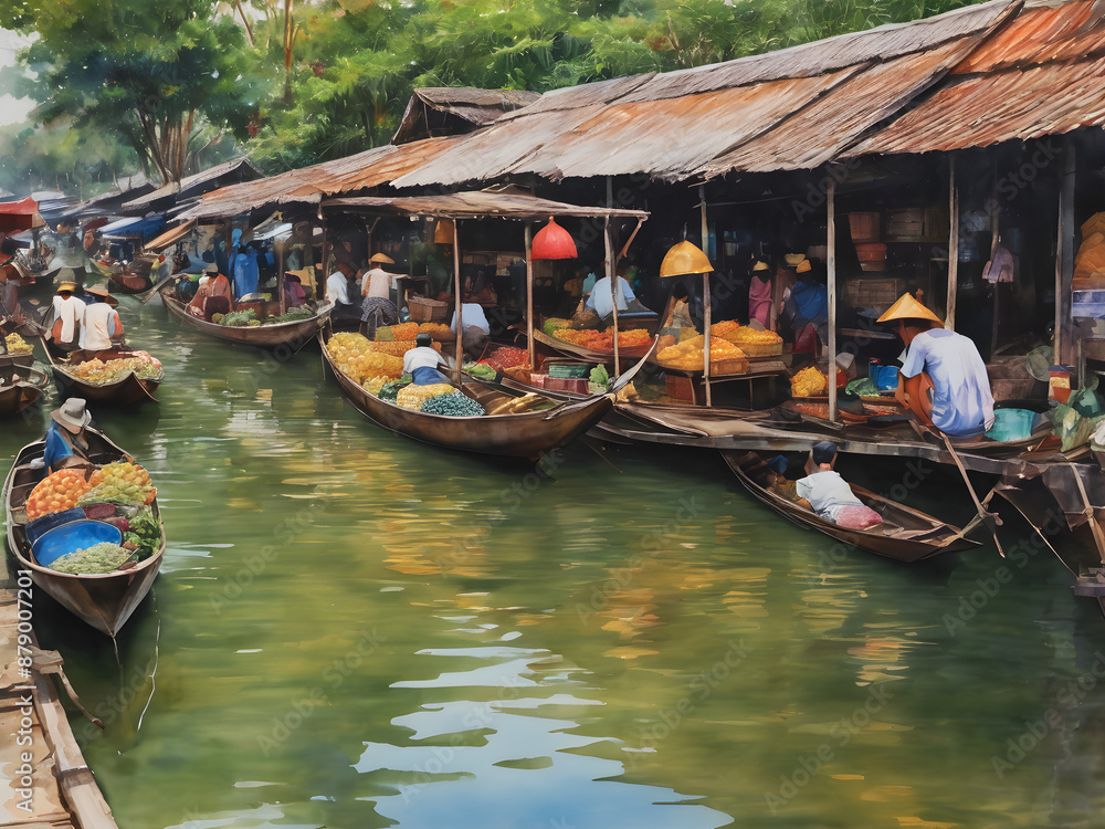 Obraz premium Floating Market in Thailand