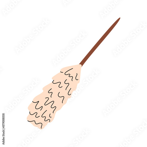 Illustration of feather duster. Eco-friendly cleaning products. Organic natural ecological cleaners, pipidaster. Green housework stuff, clean home supplies. Flat graphic vector illustration isolated photo