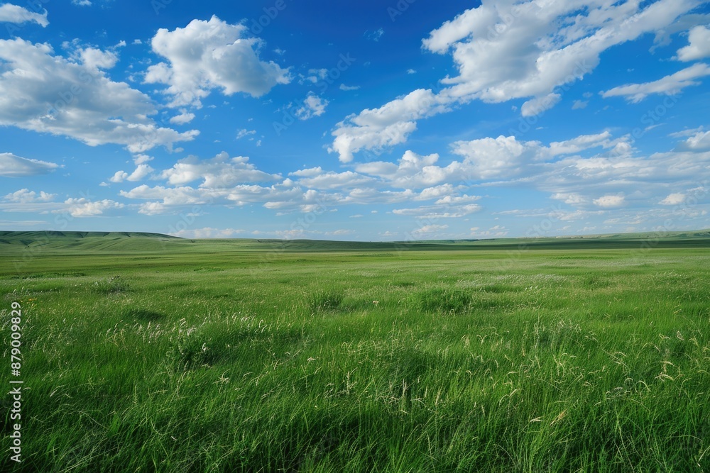Grassland in China Inner Mongolia. Natural Field of Green Grass in Spring Sky Background Grassland in China Inner Mongolia. Natural Field of Green Grass in Spring Sky Background