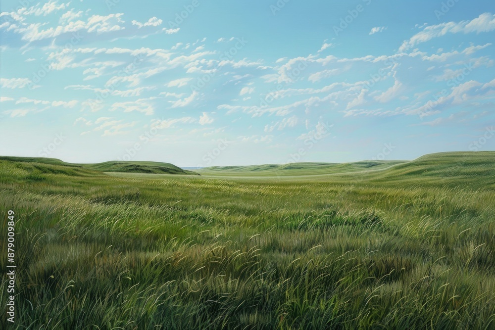 Grasslands National Park. Morning Sky Over Vast Grassland Landscape Grasslands National Park. Morning Sky Over Vast Grassland Landscape