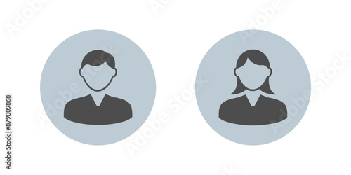 male and female icon profil avatar, member or account sign in flat design