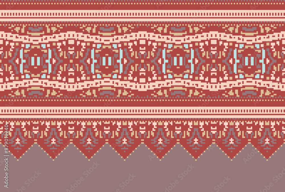 Pixel Tribal striped seamless pattern. Aztec geometric background. Can be used in fabric design for clothes, accessories, decorative paper, wrapping, Pixel Tribal striped seamless pattern. Aztec geometric background. Can be used in fabric design for clothes, accessories, decorative paper, wrapping,