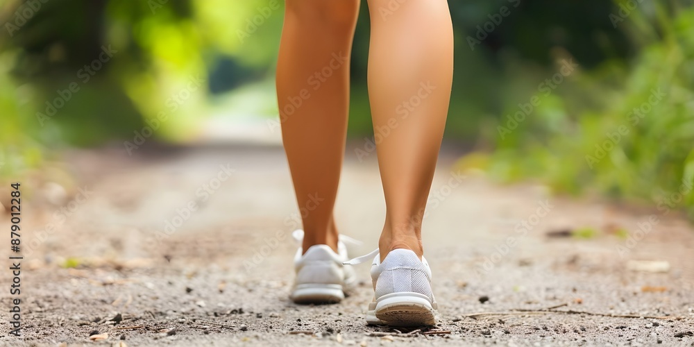 Detailed image of womans legs walking on a path. Concept Travel, Adventure, Nature, Exploration, Walking Detailed image of womans legs walking on a path. Concept Travel, Adventure, Nature, Exploration, Walking