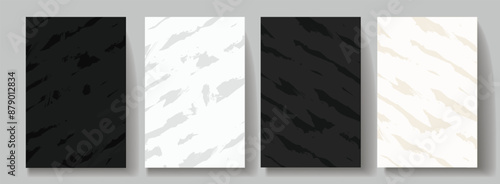 Elegant marble texture set. Vector background collection with black line pattern for cover, invitation template, wedding card, contemporary dark menu design, note book