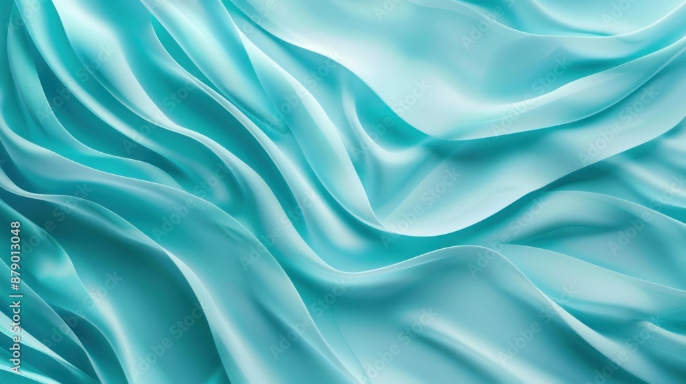 Soft folds of delicate blue silk fabric with gentle waves and smooth ripples Soft folds of delicate blue silk fabric with gentle waves and smooth ripples