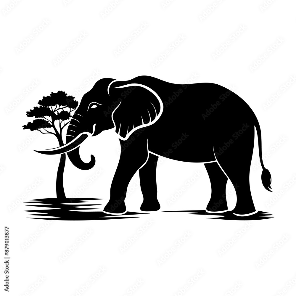 Obraz premium Elephant In Nature Silhouette